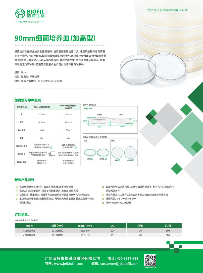 90mm細(xì)菌培養(yǎng)皿（加高款）